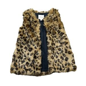 Cherokee Faux Fur Leopard Print Animal Print Vest Y2K Chic Glam 2000s Party S/P